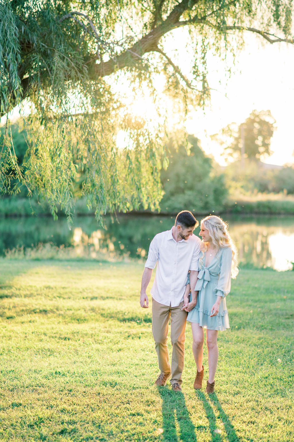 A quiet moment at sunset, framed by the orchard’s golden glow.