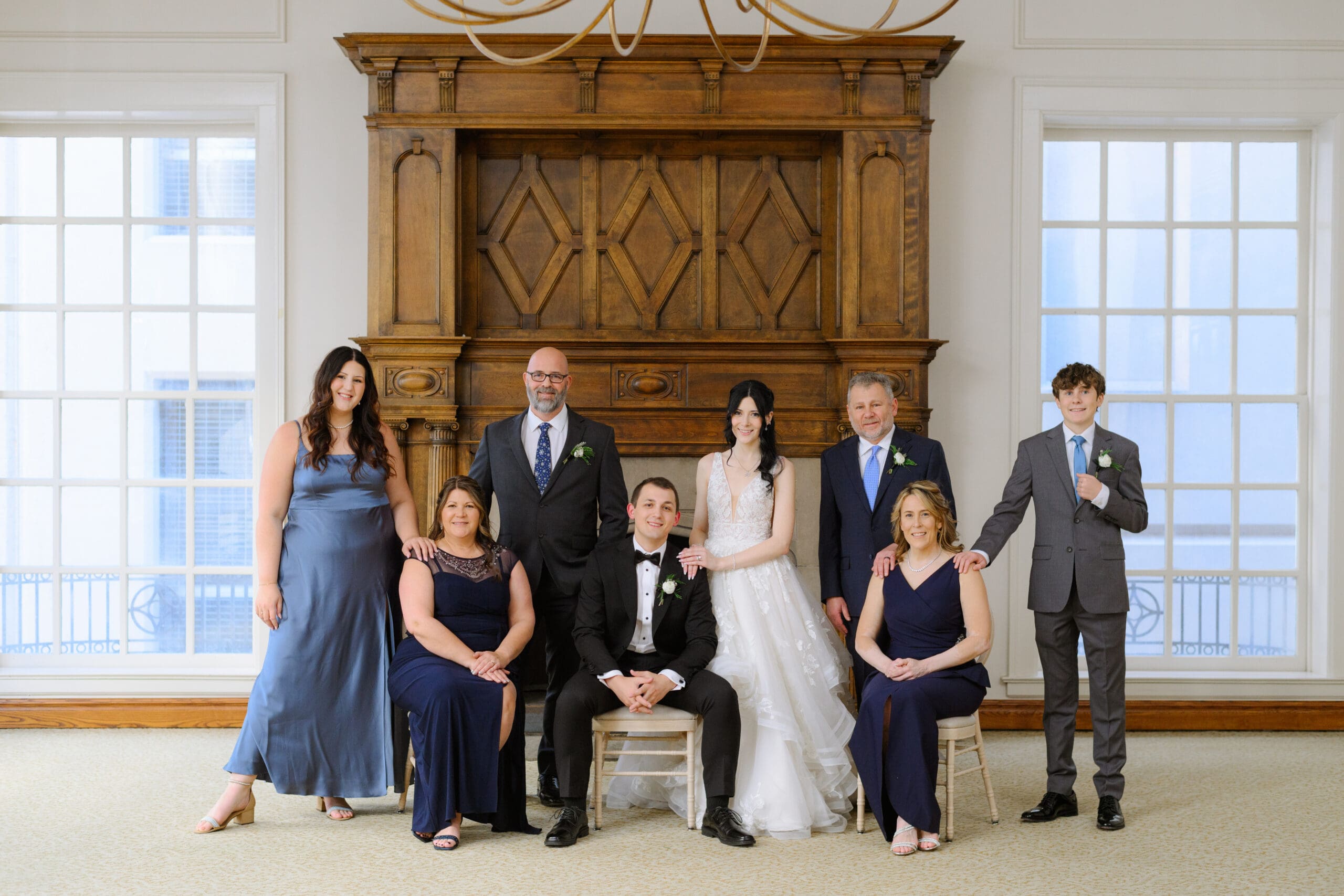 family formal picture for wedding at the kansas city club wedding venue